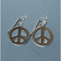 Large Peace Sterling Silver Earrings